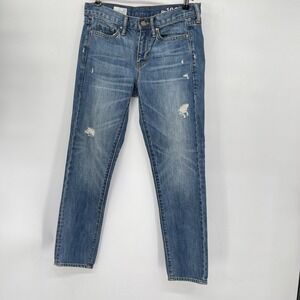 Gap Jeans Women's 25 Blue‎ Sexy Boyfriend Fit Distressed Tapered
